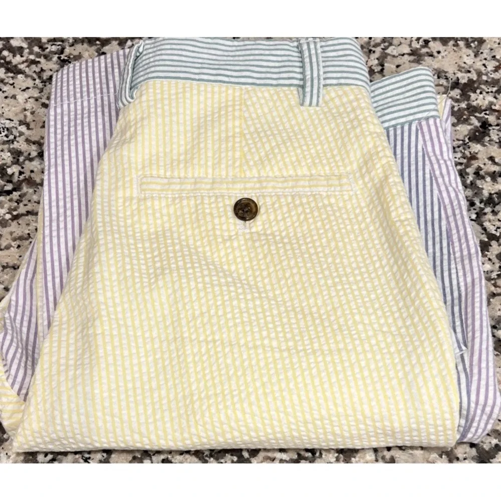 New Brooks Brothers Clark Fit Seersucker Pastel Colorblock Stripe Pants 29x32